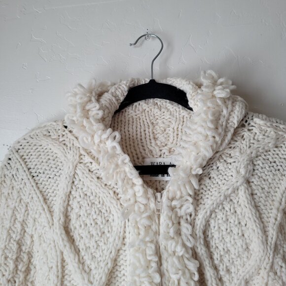 Wara Arts 100% Wool Crochet Knit Sweater - Picture 3 of 8